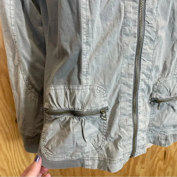 XCVI Women Jacket Size M Fjord Utility gray Cotton Blend Full Zip casual - Picture 6 of 9
